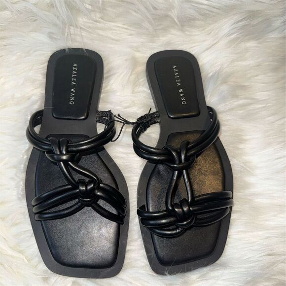 Azalea Wang Stetson Women's Black Knot Slip-On Sandals Size 7 Summer Travel - Picture 2 of 5